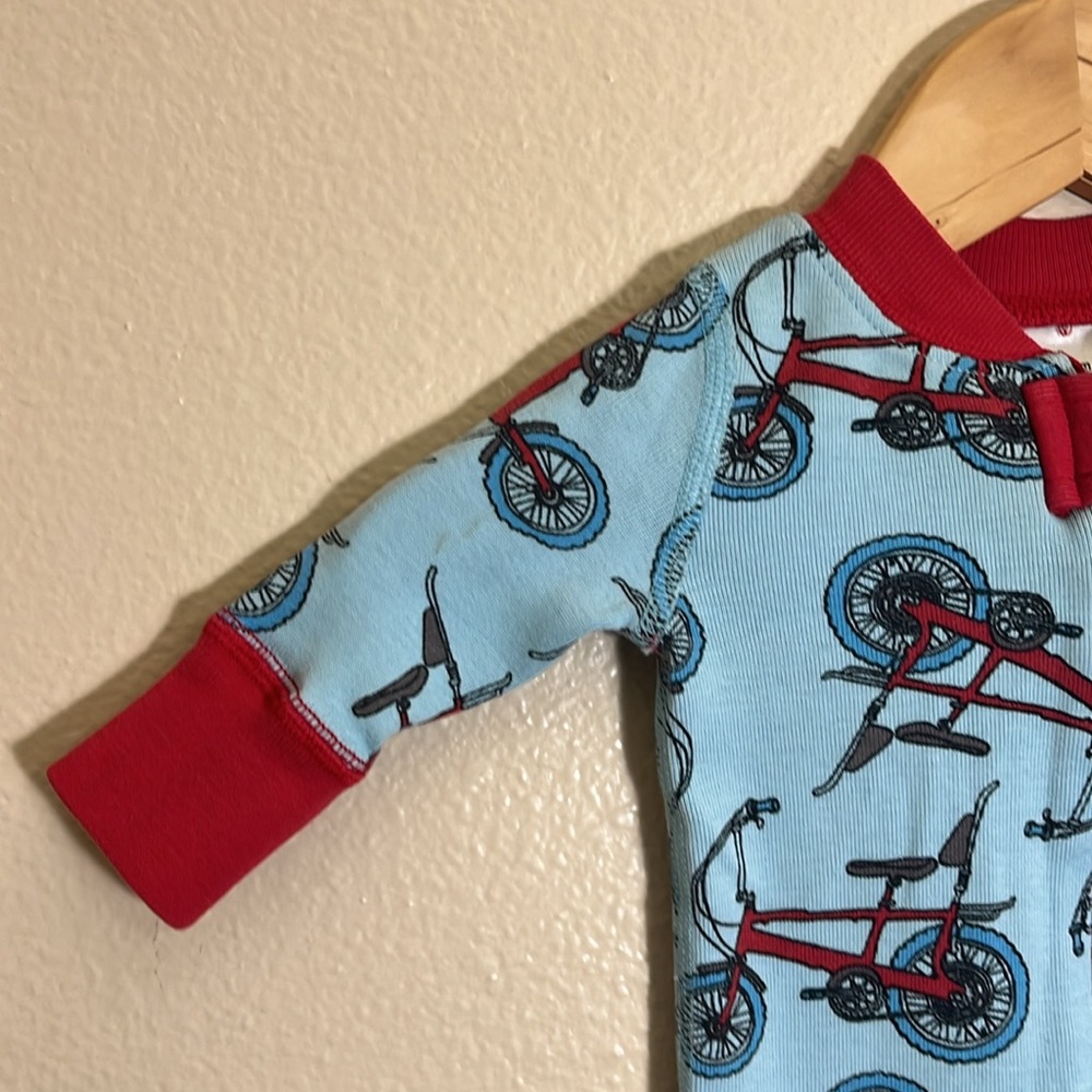 Hanna Andersson Blue Red Bicycle Print 100% Organic Cotton Pajamas - Picture 3 of 8